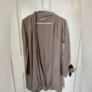Loft taupe tunic cardigan sweater